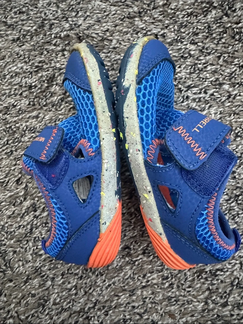 EUC Merrell Blue Mesh Hook-and-Loop Velcro Water Shoes Little Kids 7.5 Unisex